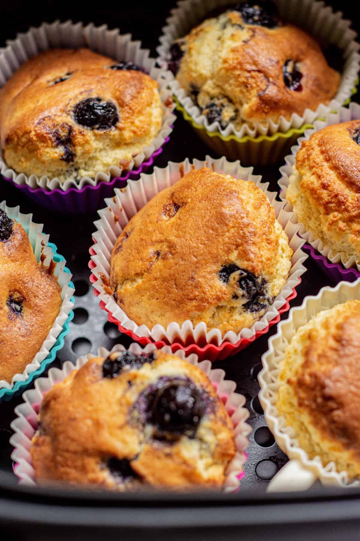 blueberry muffins in an air fryer.