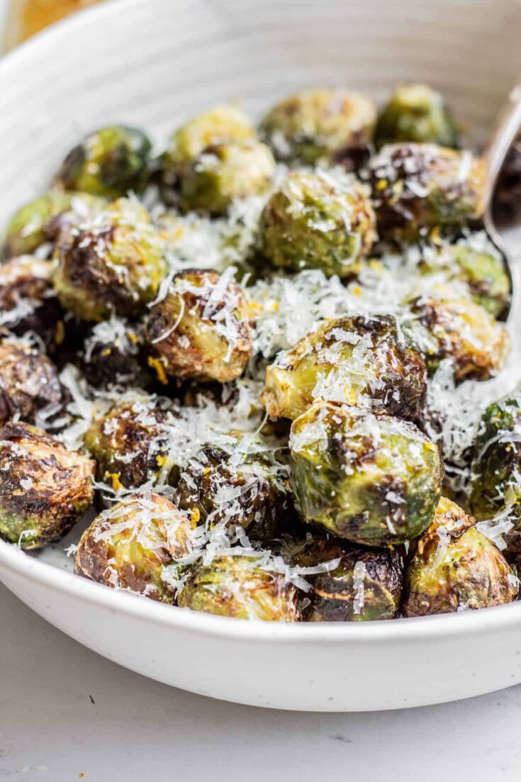 Brussels sprouts with shaved parmesan.