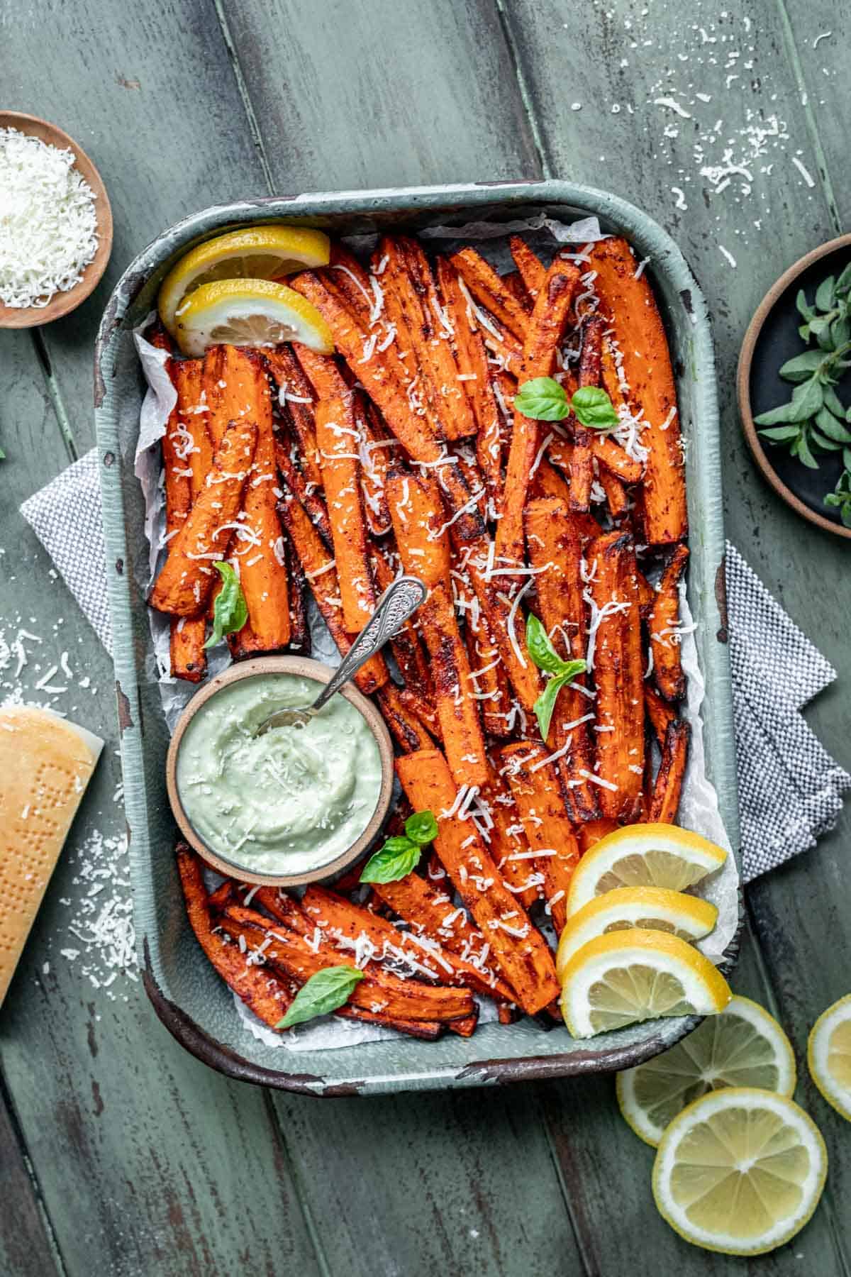 a dish of carrot fries.